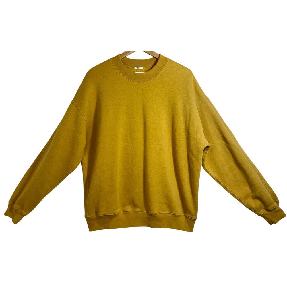 Abercrombie & Fitch Soft AF Fleece Yellow Oversized Crew Neck Sweatshirt Size M